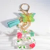 Fashion Letters A to Z Dry Flower Keychain Butterfly Tassel Pendant Keyring for Women Car Key Holder Handbag Accessories Gift
