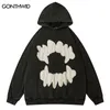 Men's Hoodies Sweatshirts Vintage Mens Hoodie Sweatshirt Y2K Grunge Hip Hop Ripped Embroidery Teeth Patch Hooded Streetwear Harajuku Punk Gothic Pullover 230804