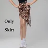 Stage Wear Latin Dance Tops Girls Leopard Skirt Costume Ballroom Practice Samba Dress Salsa Clothing Tango Dancewear DL9108