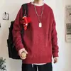 Herrtröjor Autumn Winter Sweater Men Pullover Loose Sticked Korean Style Trend Green Jumper Hip Hop Streetwear Knitwear