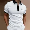 Men's T Shirts Short Sleeve Tops Slim Fit Male Summer Solid Print Shirt Turn Down Collar Workout Sport