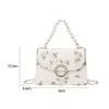 Evening Bags Net Yarn Flower Shoulder Bag For Women Soft PU Leather Crossbody Female Pearl Chain Handbags Summer Beach Square 230804