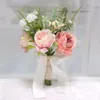 Decorative Flowers High Quality Mini Silk Artificial Outdoor Wedding Holding Bouquet Peony Roses Mixed Pographing Props