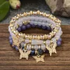 Strand 4st Bohemian Butterfly Charm Armband Set For Women Crystal Beads Chain Bangle Female Fashion Party Jewelry Gift
