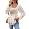 Dames T-shirts Dames S off-shoulder bloemenprint ruche mouw blouses elegante boho boer tops zomer casual tuniek