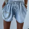 Shorts pour femmes Y2K 2023 été décontracté mode Cargo tempérament trajets coeur motif cordon tendance Denim 230803