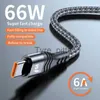 充電器/ケーブル6A 66W USBタイプCケーブルHuawei Mate 40 Pro Xiaomi Samsung oppo Phone Charger USB CORD WIR X0804用の高速充電ケーブル