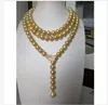 Catene Rotonde 38" 8-9 MM MARE DEL SUD ORO NATURALE COLLANA DI PERLE CHIUSURA IN ARGENTO Catena di gioielli