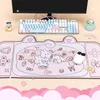 Autres fournitures scolaires de bureau Grand tapis de souris de jeu Kawaii Cute Pink Bunny Party XXL Tapis de bureau Étanche Antidérapant Accessoires pour ordinateur portable 230804