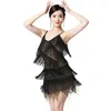 Desgaste de la etapa Sexy Lady Girls Fringe Tassel Falda latina Mujeres Performance Ballroom Tango Salsa Cha Samba Rumba Practice Dance Dress