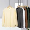 Men's T Shirts Solid Color Cotton Tops Thickened Round Neck Long-sleeved T-shirt Fashion Loose Can Be Customized Logo And Picture