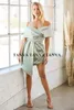 Party Dresses Green Homecoming Dress Silk Satin Modest Off the Shoulder A Line Graduation