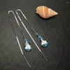 Dangle Earrings MeiBaPJ Real 925 Sterling Silver Natural Sky Blue Topaz Long Chain Drop Fine Charm Party Jewelry For Women