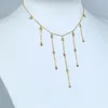 Hangende kettingen 925 Sterling zilveren bezel CZ station Link Chain Delicate Tassel Women Choker ketting 2023 Zomer 230804