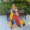 Ethnische Kleidung 5XL Mode Afrikanische Kleidung Frauen Langarm Trägerloses Kleid Sommer Gedruckt Maxi Röcke Laides Lose Abend Party Kleider