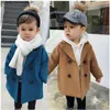 Spring Autumn Baby Boys Woolen Jackets rockar lång stil stilig pojke rutig utkläder barn kläder barn jacka jacka