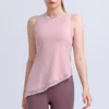 Aktiva skjortor Yoga Pilates Top Asymmetrical Sports Women 2023 Sport T Shirt ärmlös träning bär damer sportkläder träning kläder