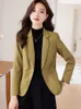 Ternos Femininos Moda Feminino Casual Blazer Feminino Café Verde Bege Sólido Preto Manga Longa Botão Único Outono Inverno Senhoras Casaco Jaqueta