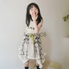 Clothing Sets Cherry Summer New Sleeveless Vest Half Skirt Set Girls Casual Graffiti Two Piece Set Kids Clothes Girls x0803