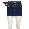 Jupes American Retro Sexy Girls Denim Short Skirt - Street Style Double Waist Belt Design Crayon moulant 2023.