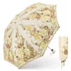 Umbrellas Sunny Umbrella Sun And UV Protection Female Lace Embroidery Dual Folding Princess Black Coating Unbrella