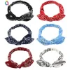 Femmes daim doux solide impression bandeaux Vintage Boho croix noeud élastique bandeaux Bandanas filles bandes de cheveux accessoires de cheveux