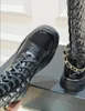 2023 Latest Women's Boots Low Heel Round Head Lace up Zipper with Chain Decoration Formal Casual Banquet Work Matching Sizes 35-41