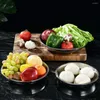 Servies Sets 6 Stuks Ijzeren Plaat Ronde Schotel Outdoor Bbq Ontwerp Cake Platter Roestvrij Staal Mengen Salade Dienblad Serveren keuken Pasta Opslag