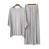 Calça feminina plus size 7XL 150K conjunto de pijama modal de verão manga curta blusa e calça macia roupa de dormir terno para casa feminino 230804