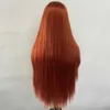 Capless pruiken van echt haar Sivir Synthetische pruiken Voor Dames Kanten Voor Gratis scheiding Oranje Lang Zijde Steil Haar CosplayDailyParty Vezel op hoge temperatuur x0802