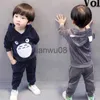Clothing Sets Toddler Girls Boys Clothes Cute Totoro Embroidery Golden Velvet Child Tracksuit Set Spring Autumn Thin Hooded Kids Sports Outfit x0803
