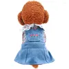 Abbigliamento per cani Abbigliamento per animali Primavera Estate Abito floreale in denim Cucciolo principessa Gonna carina Cappotto tutu casual per piccoli indumenti