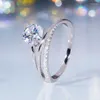 Cluster Rings Trendy S925 Sterling Silver Platinum Plated High Carbon Diamond Ring For Women Fine Jewelry Wedding Bands Party Gift 1