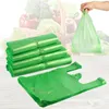 Gift Wrap 100pcs/pack Green Plastic Bag Supermarket Carry Out Bag Disposable Vest Bag with Handle Kitchen Living Room Clean Food Packaging 230804