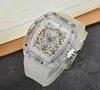 Nowy luksusowy projektant Hot Style R Watch Premium Clear Skeleton Face M Men's Watch Pełna funkcja Kwarc Chronograph Watch Upsboxed