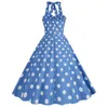 Casual Dresses Printed Polka Dot Retro Summer Women 2023 Robe Swing Vintage Sexig stropplös elegant parti Prom Vestidos sundress
