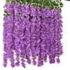 Kwiaty dekoracyjne 12pcs Wisteria sztuczny kwiat rattan fałszywy wieniec łuk Wedding Dom ogrodowy wystrój wisiorka dekoracja ściany