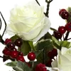 Merry Christmas Rose Ortensia Disposizione Artificiale, Rosso