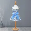 Ropa para perros Vestido hermoso Vestido transpirable Sin mangas Estampado de flores Mascota Verano Bowknot