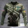 Men's Hoodies Custom Name USA Stands With Ukraine 3D Printed Hoodie Veterans Zipper Flag Camouflage Casual Sweatshirt