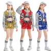 Clothing Sets LOlanta 414 Years Girls Pink Sequin Crop Tops Shorts Jacket Dancewear Costume Hip Hop Modern Jazz Dance Stage Performance Wear 230803