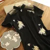 Etniska kläder kinesiska traditionella qipao elegant grön cheongsam stor storlek 2023 sommar retro temperament high-end klänning plus överdimensionerad