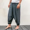 Men's Pants Cotton And Linen Casual Solid Color Bloomers Hip-hop Street Nine-point Sports Retro Fashion Simple Loose Yoga