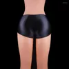 Short Femme Satin brillant femmes brillant paillettes lisse Sexy Leggings sous-vêtement Femme serré Cosplay Lingerie grande taille culotte