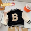 Jackets Spring Baby Boys Letters Baseball Jacket Kids Cotton Clothes Children College Style Coat Girls Varsity Bomber Outerwear Uniform 230803