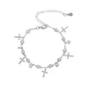 Link Bracelets Promotion 2023 Classic Jewelry Bezel Cz Station Chain Cross Charm Bracelet Gold Silver Color 15 4cm