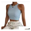 Women'S T-Shirt 2023 Summer Designer Women T Shirts Crop Top Y Brand Sport Shoder Black White Tank Casual Sleeveless Backless Tee Drop Dhbn7