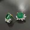 Stud Trend Women s 925 Silver Stamp Boucles d'oreilles 10 10MM Pierre Naturelle Emerald Lab Diamant Boucle D'oreille De Noce Fine Jewelry 230804