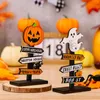 Halloween Wooden Ornaments for Haunted House Festival Party Dining Table Decor Shaped Pumpkin Letter Wood Tree Decor Ghost