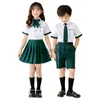 Set di abbigliamento Bambini Summer Class Uniform Suit Set Ragazzi Ragazze Coro Performance Party Fotografia Costume Bambini Camicie Pantaloncini Cravatta Vestiti x0803